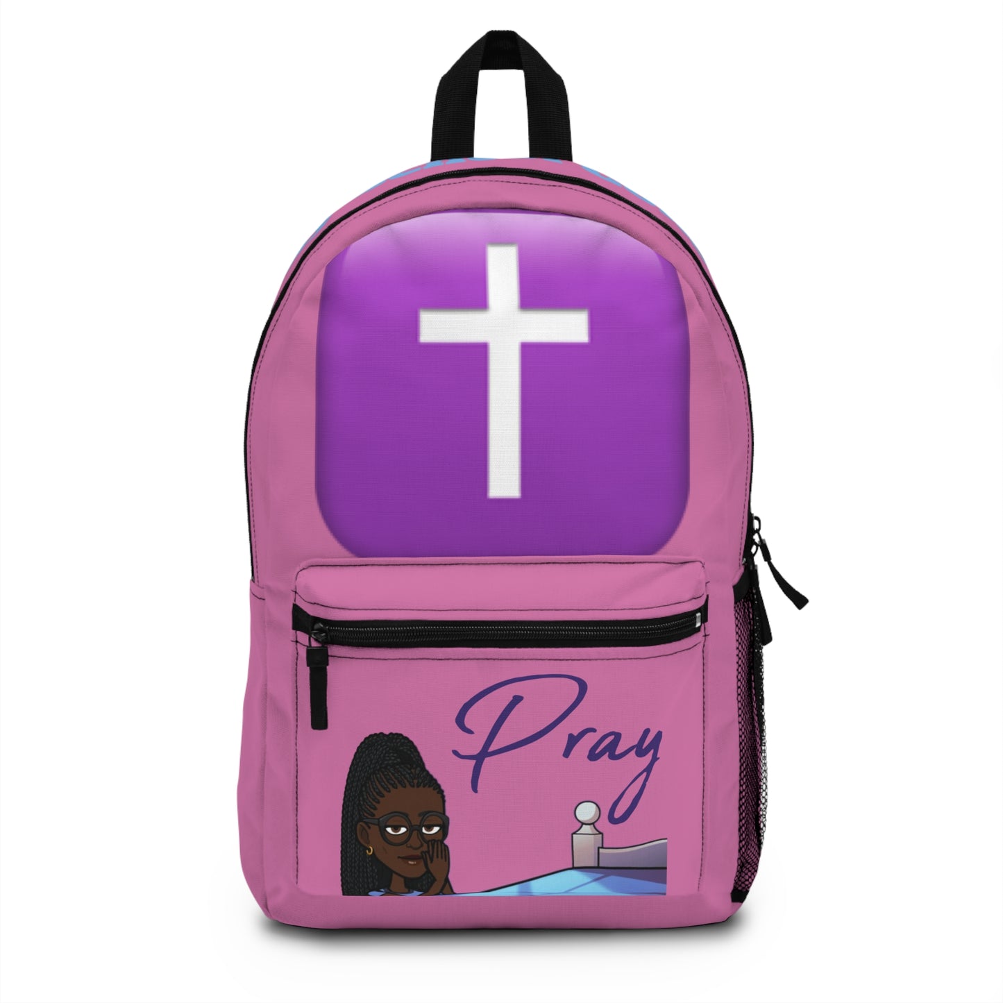 Praying Bitmoji Christian Backpack, Christian Back To School, Christian Kids, Christian Bookbag, Kids Bookbag, Purple Bookbag,