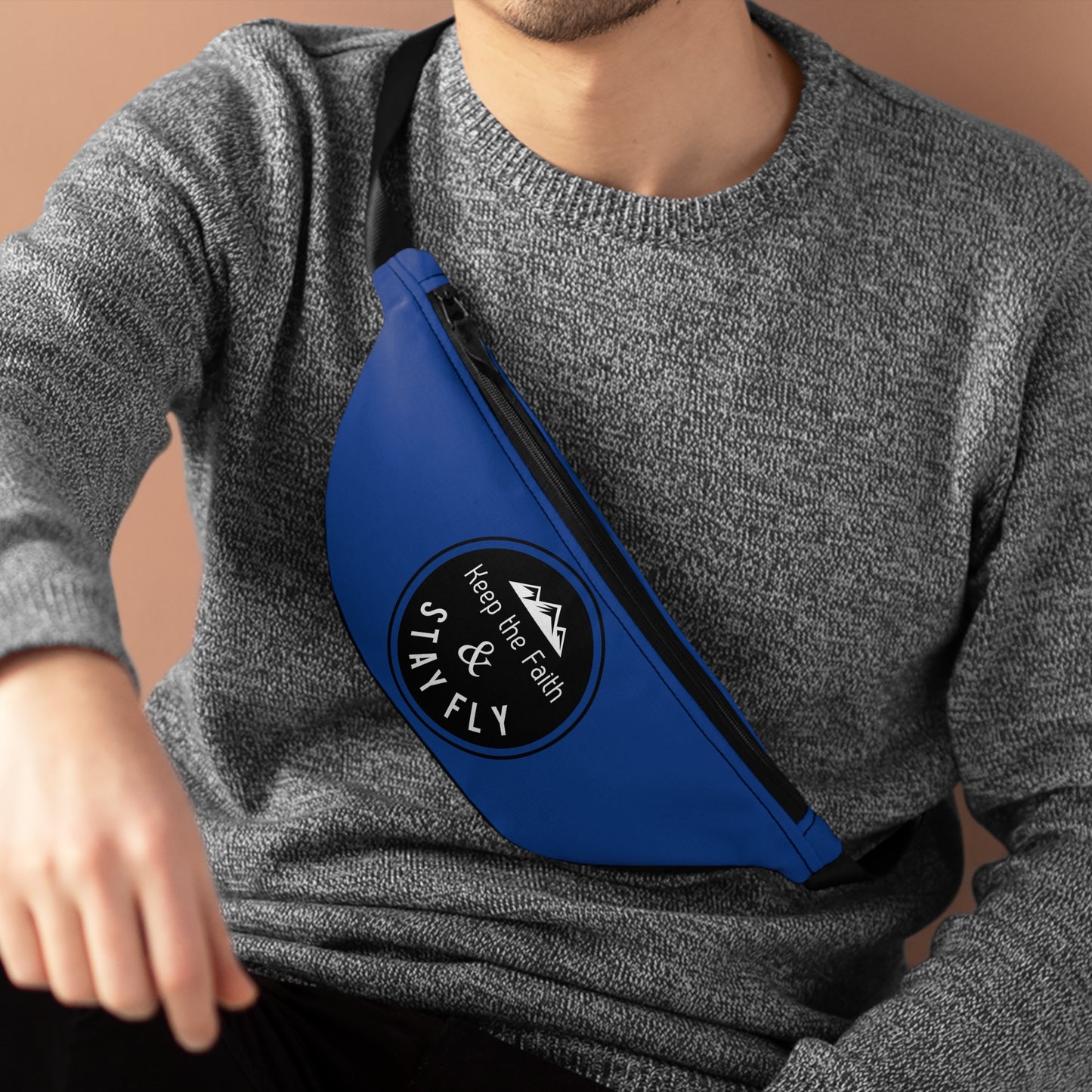 Keep The Faith & Stay Fly Christian Fanny Pack (Dark Blue), Christian Bag, Christian Gifts, Christian Back To School Gifts, Trendy Christian Apparel