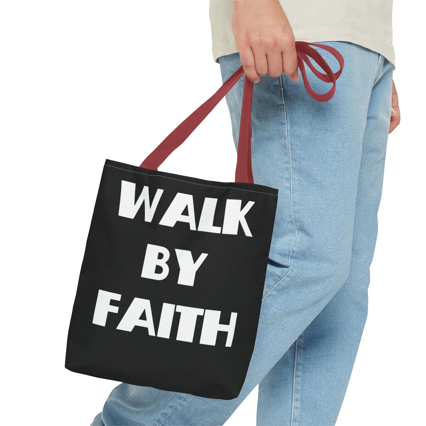 Walk by Faith Not Christian Tote Bag, Christian Gifts, Christian Back To School Gifts, Trendy Christian Apparel