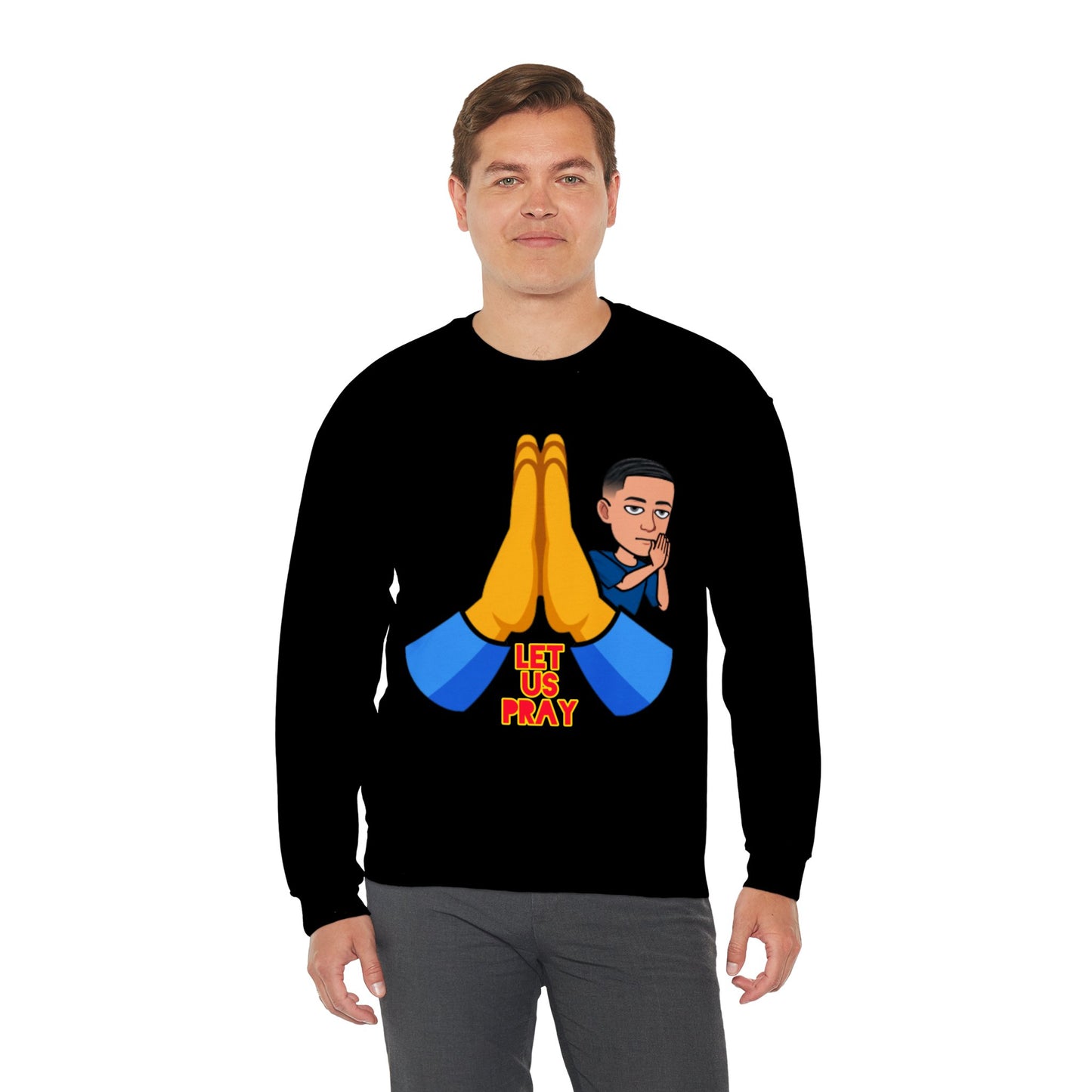 Let Us Pray Men's Christian Cartoon Sweatshirt