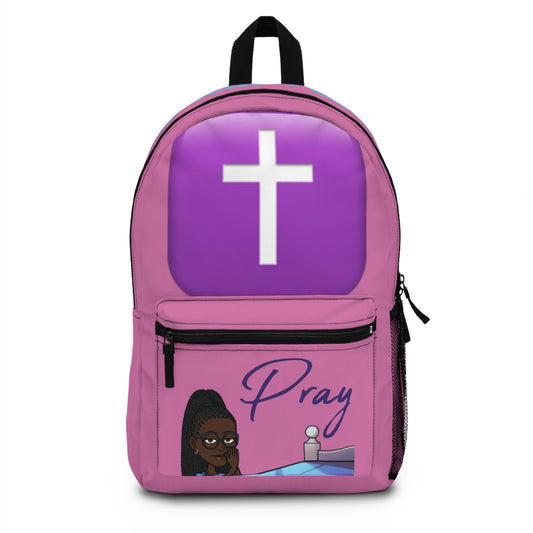 Praying Bitmoji Christian Backpack, Christian Back To School, Christian Kids, Christian Bookbag, Kids Bookbag, Purple Bookbag,