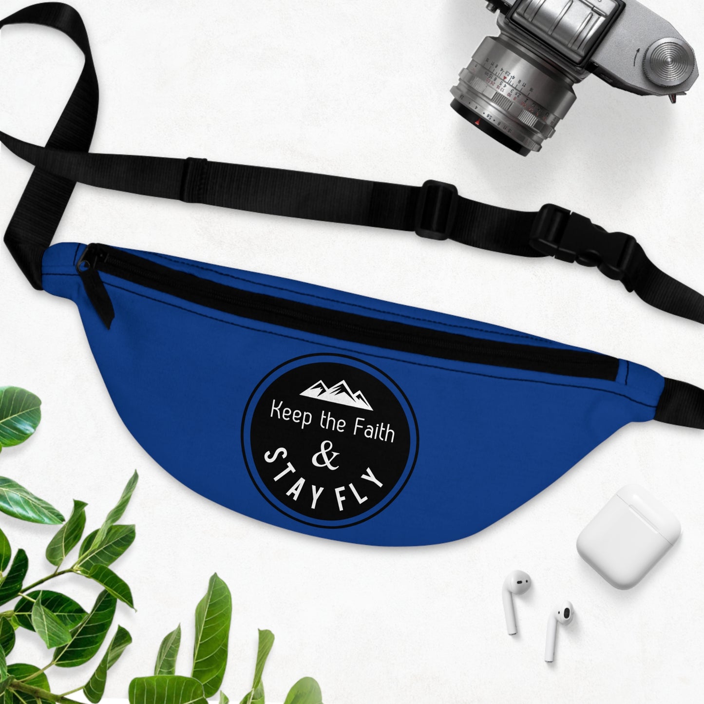 Keep The Faith & Stay Fly Christian Fanny Pack (Dark Blue), Christian Bag, Christian Gifts, Christian Back To School Gifts, Trendy Christian Apparel