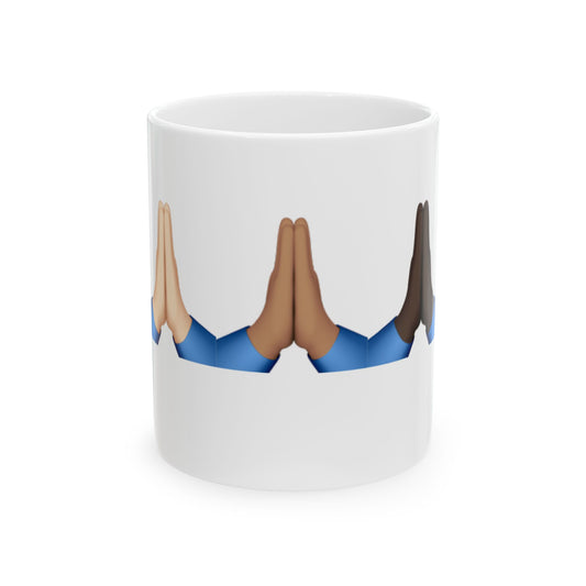 Pray Emoji Coffee Mug, Christian Mug, Positive Coffee Mug, Bible Study Gift, Easter Gift