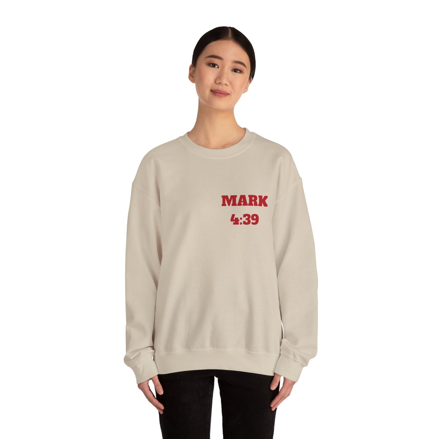 Mark 4:39 Christian Sweatshirt, Christian Tee Shirts, Faith T-Shirts, Bible Verse T-Shirts, Christian Tees With Scripture