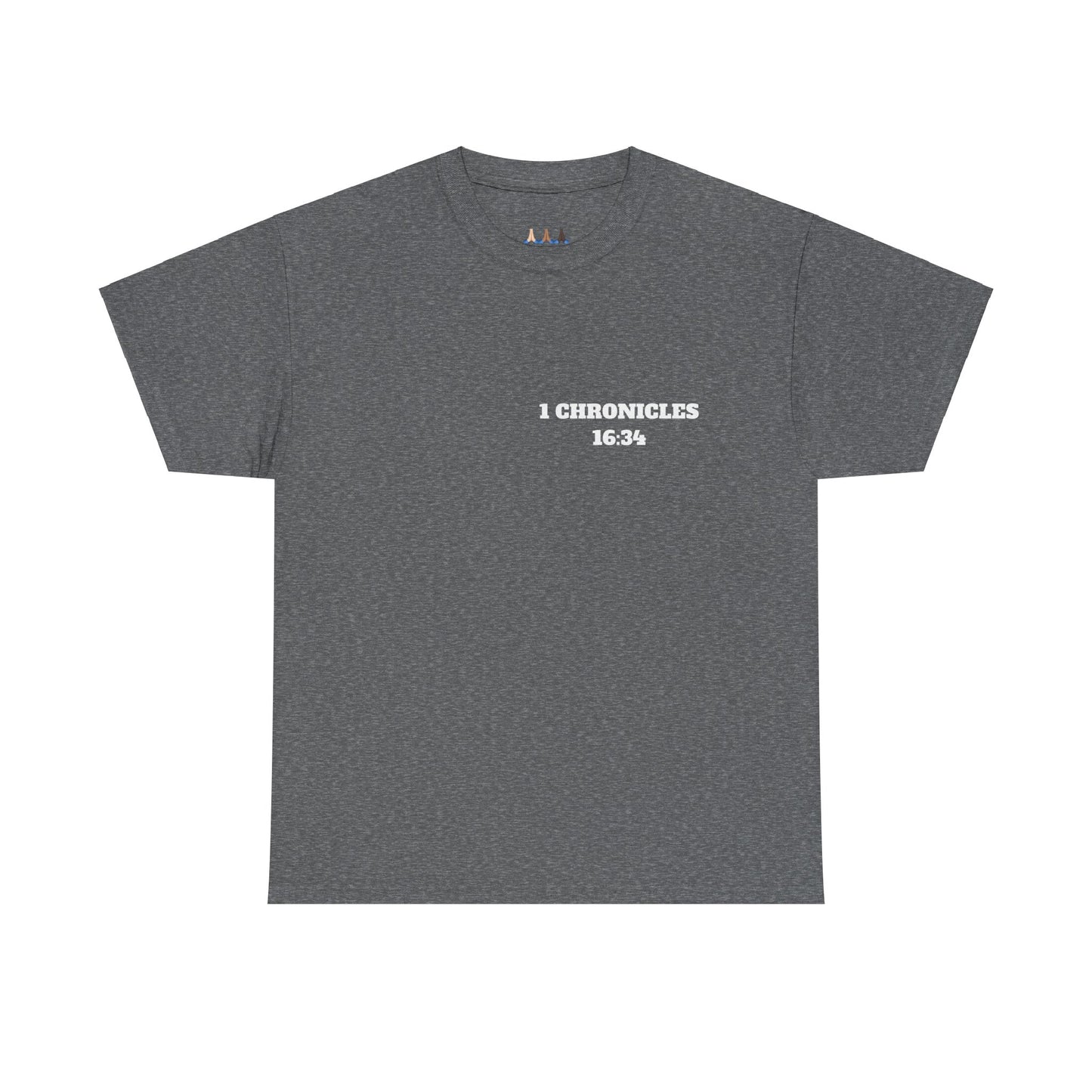 1 Chronicles 16:34 Christian T-Shirt, Christian Gifts, Christian Back To School Gifts, Trendy Christian Apparel