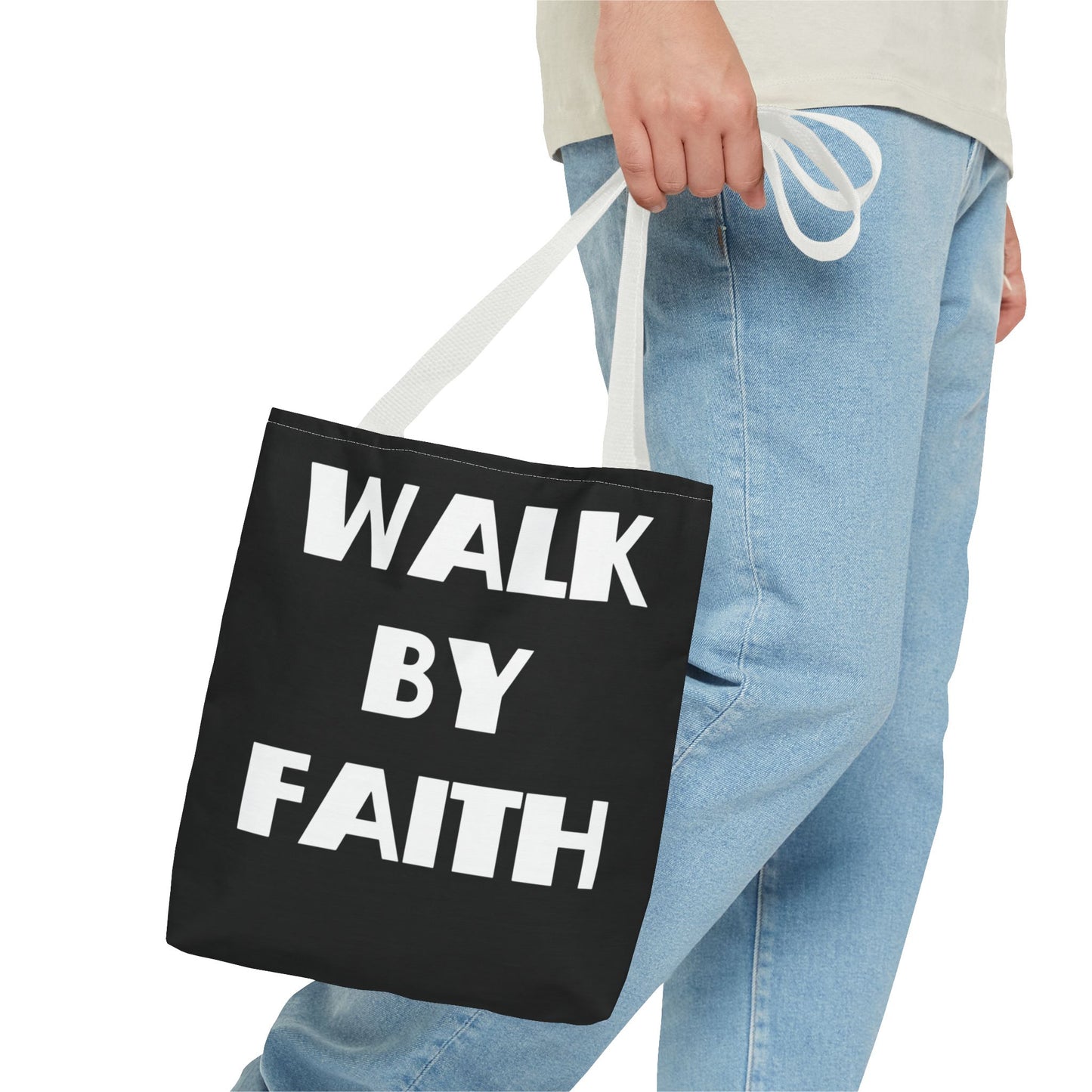 Walk by Faith Not Christian Tote Bag, Christian Gifts, Christian Back To School Gifts, Trendy Christian Apparel