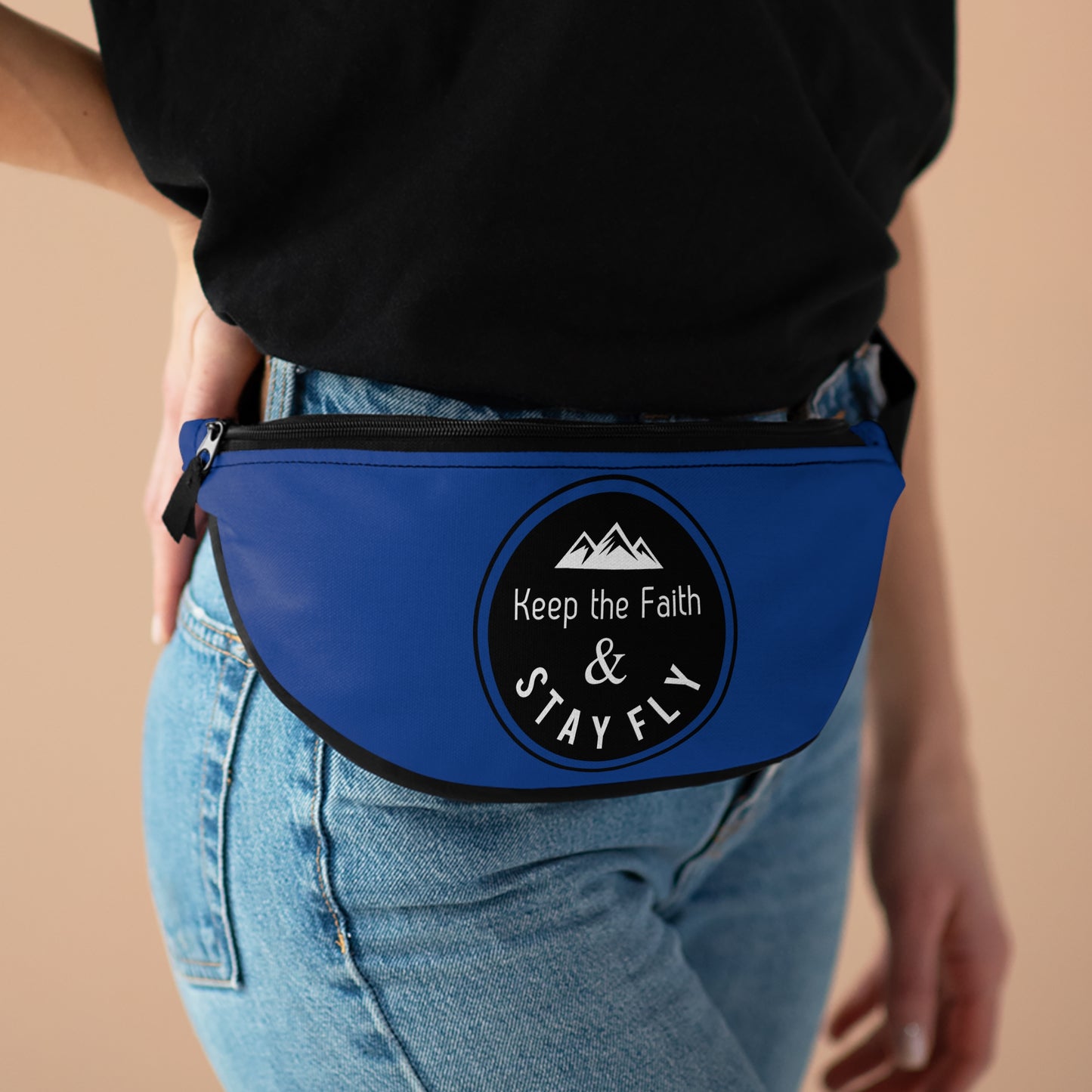 Keep The Faith & Stay Fly Christian Fanny Pack (Dark Blue), Christian Bag, Christian Gifts, Christian Back To School Gifts, Trendy Christian Apparel